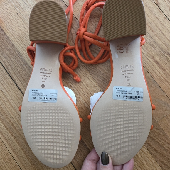 SCHUTZ Evereve New in Box Binky Mid Strappy Heel Sandal in Orange // 7.5 - Picture 6 of 6